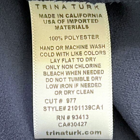 Trina Turk One Shoulder 3/4 Sleeve Asymmetric Top Navy Blue Women Size Small NWT - Picture 7 of 7